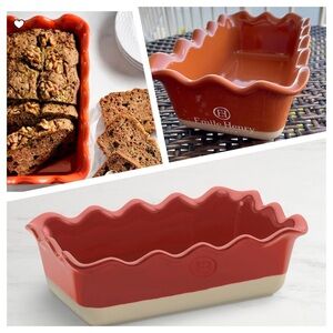 NWT-Emile Henri Terracotta Ceramic Ruffle Edge Loaf Pan